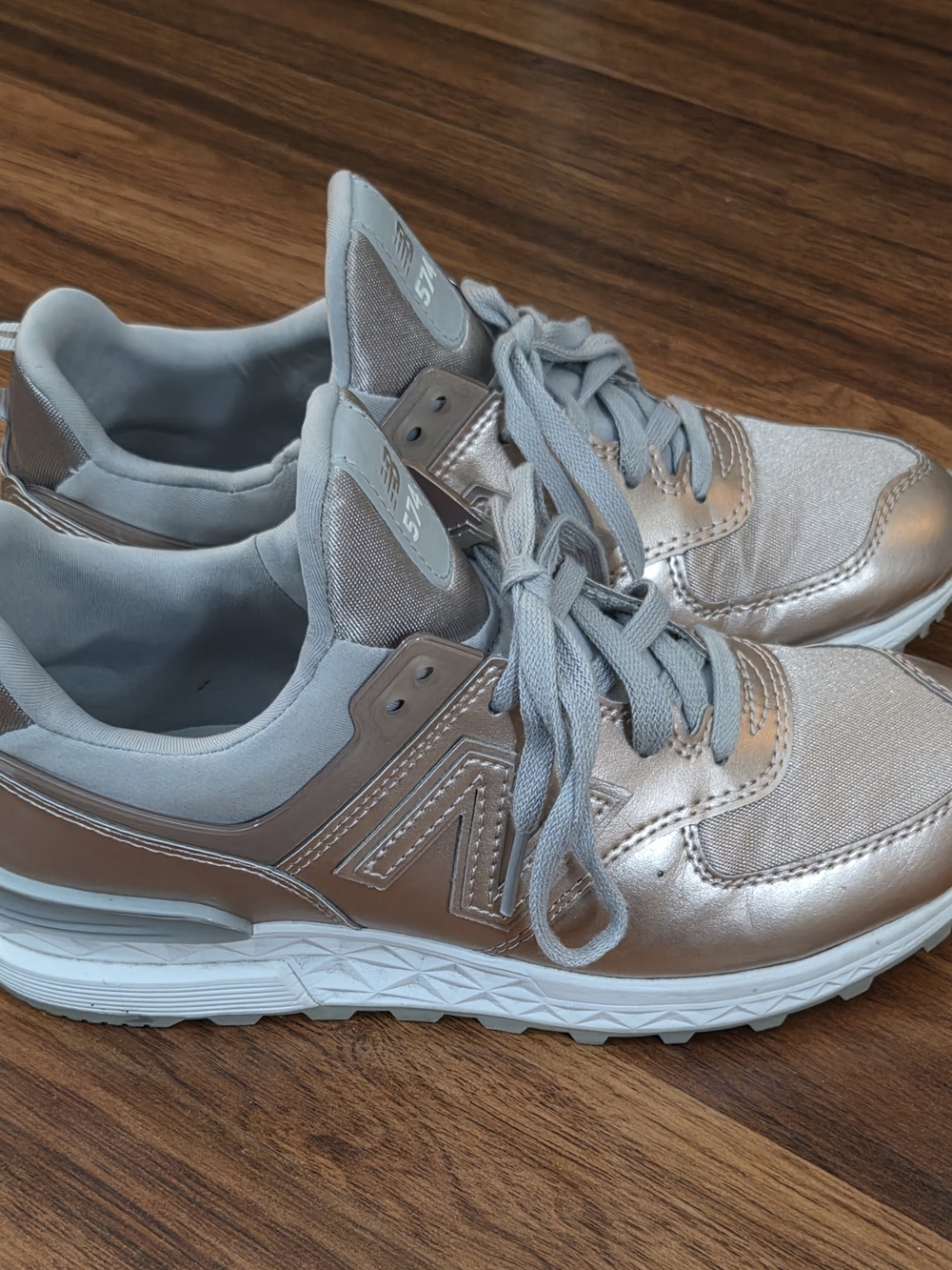 New Balance Women's 574 Metallic Rose Gold Athletic Sneakers